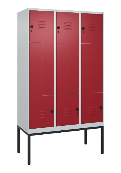 C+P Z-Spind Classic PLUS, Gestell, 6 Abteile, 2120x1200x500mm, 7035/3003, Drehriegel, 0800337-326 S10001