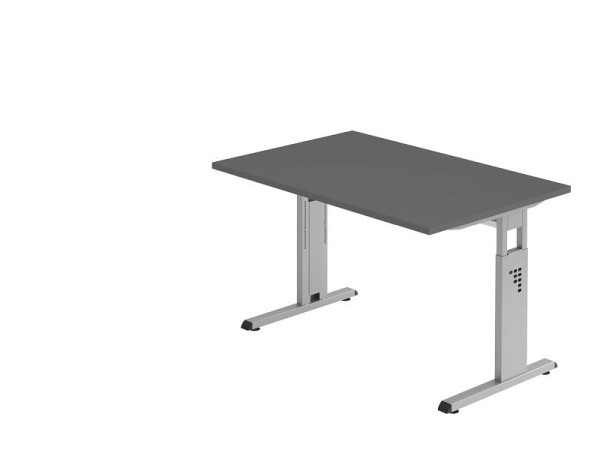 Hammerbacher bureau C-onderstel 120x80cm grafiet/zilver, werkhoogte 65-85 cm, VOS12/G/S