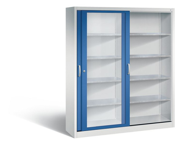 C+P schuifdeurkast Acurado, H1950xB1600xD400mm, kleur: lichtgrijs / gentiaanblauw, beugelgreep, 2149-055 S10048