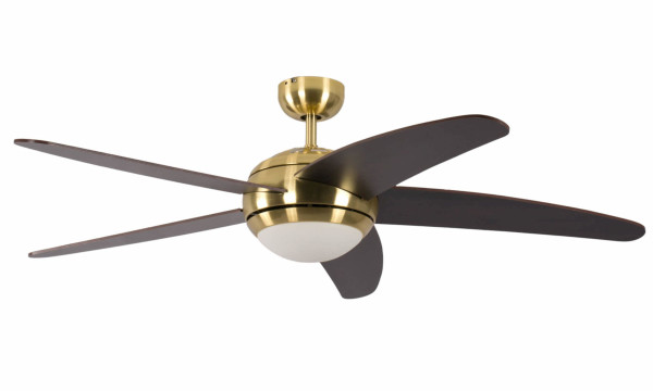 Pepeo Deckenventilator Melton Messing / Wenge 132 cm mit Beleuchtung und Fernbedienung, 13422010132