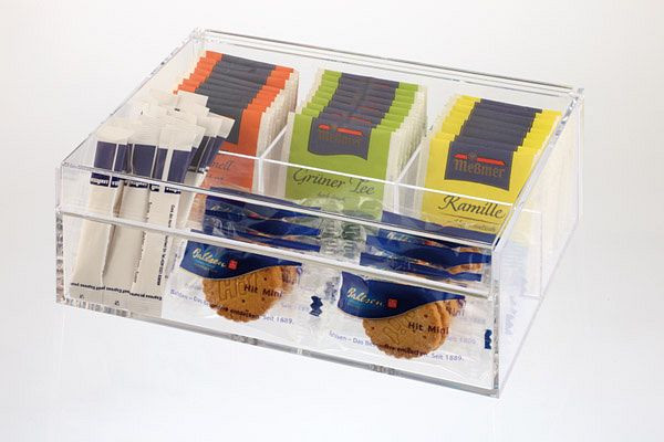 APS theedoos / multibox, 22 x 17 cm, hoogte: 9 cm, MS, 3 vakken voor gehulde theezakjes, 11563