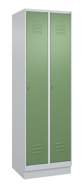 C+P luierkluis Classic PLUS met middenwand, bodem, 2 vakken, 1950x600x500mm, 7035/6011, cilindersloten, 080020-20F S10021