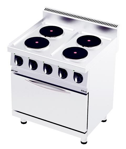 gel-o-mat Elektrischer Herd mit Backofen 13,9 Kw, GO Cook 700, 4 Kochplatten, COF8070E