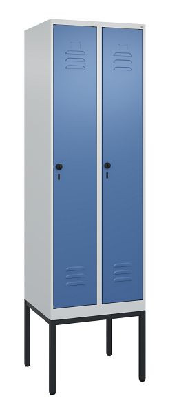 C+P Umkleidespind Classic PLUS, Gestell, 2 Abteile, 2120x600x500mm, 7035/5023, Drehriegel, 0800307-20 S10005