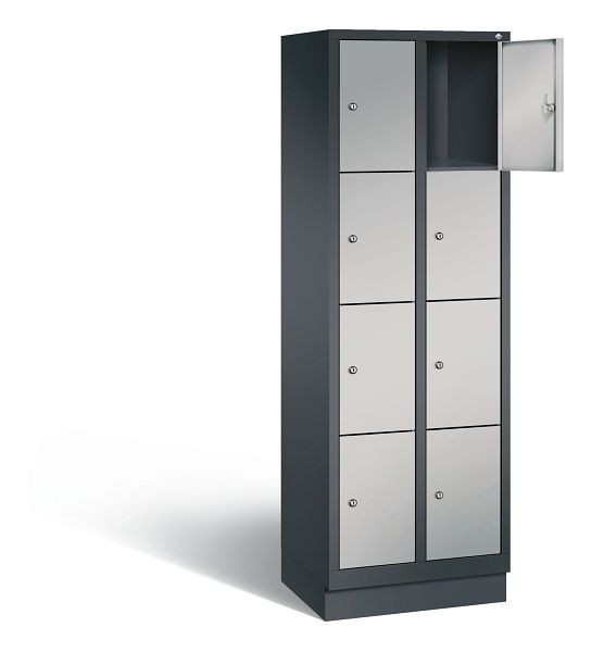 C+P lockerkast Evolo, H1800xB610xD500mm, kleur: zwart-grijs/wit aluminium, 48020-204 S10057
