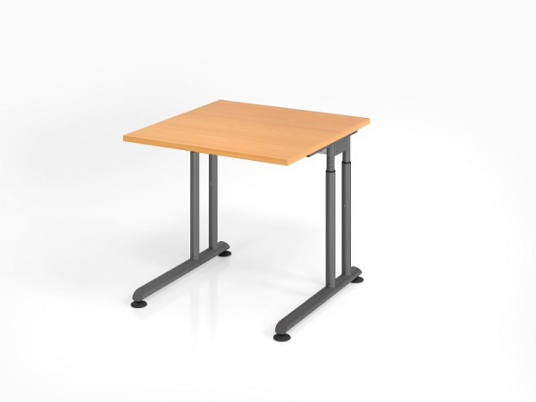 Hammerbacher bureau ZS08, 80 x 80 cm, blad: beukenhout, 25 mm dik, ABS dikke rand, rechthoekige vorm, grafiet, VZS08/6/G