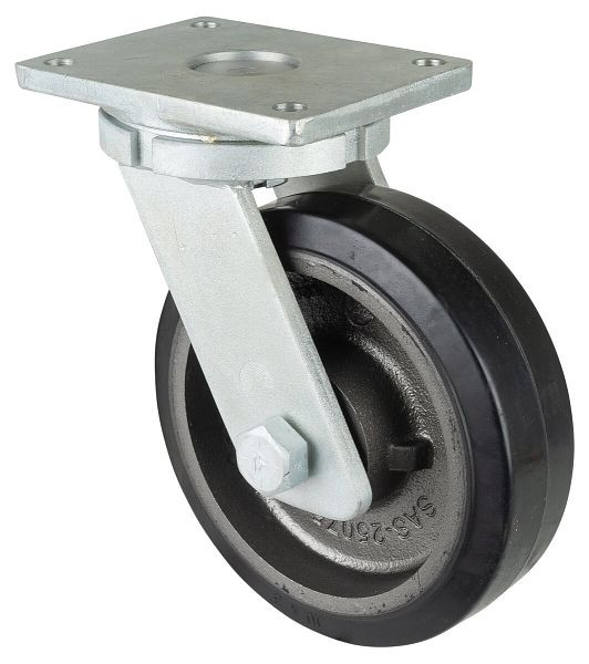 BS Rollen zwaarlastwiel, wielbreedte 75 mm, wiel-Ø 250 mm, draagvermogen 750 kg, zwarte elastische banden, gegoten wiellichaam, kogellagers, RR100.B81.252