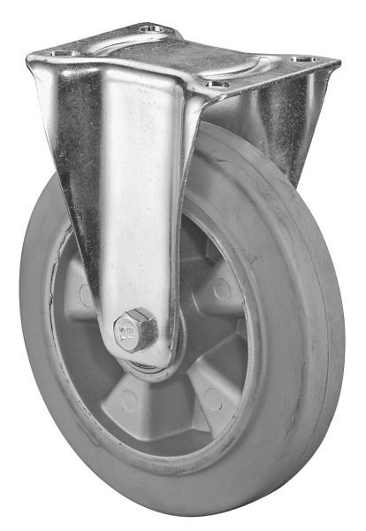 BS rollen transportrol, vaste rol, wielbreedte 50 mm, wiel-Ø 200 mm, draagvermogen 300 kg, grijze elastische banden, aluminium, kogellagers, L410.B83.200