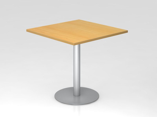 Hammerbacher vergadertafel 80x80cm beuken/zilver, zilver frame, VSTF88/6/S