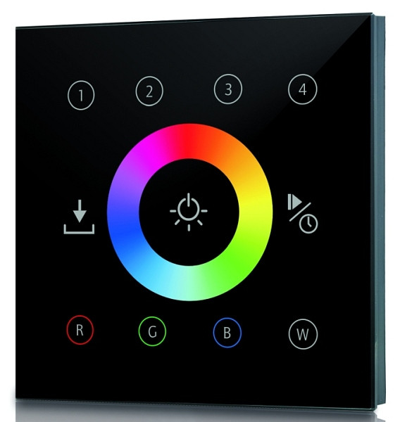 rutec Projekt DALI touch panel glas - zwart, AC - DALI touch panel 4 ZONES RGBW, PHZ530