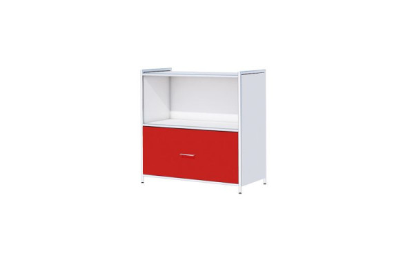 Kerkmann dressoir breed, met 1 rode lade voor 2 OH, Artline, B 800 x D 380 x H 780 mm, wit/rood, 13794310