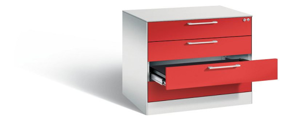 C+P archiefkast Asisto, H710xB800xD600mm, kleur: lichtgrijs / vuurrood, beugelgreep, 146273-424 S10022
