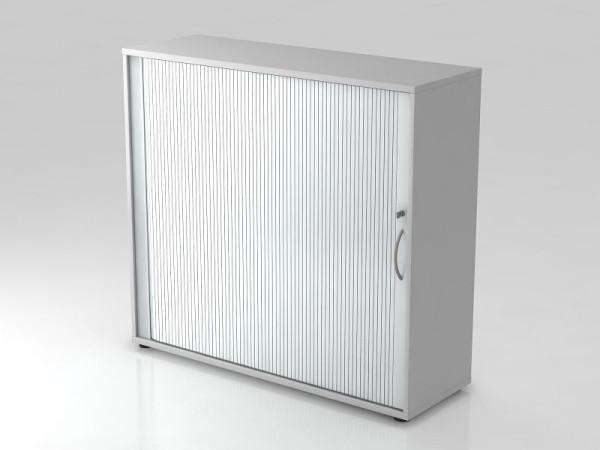 Hammerbacher horizontale rolluikkast, 3OH 120cm gebogen greep grijs/zilver, 120x40x110 cm (BxDxH), V1733S/5/S/BM
