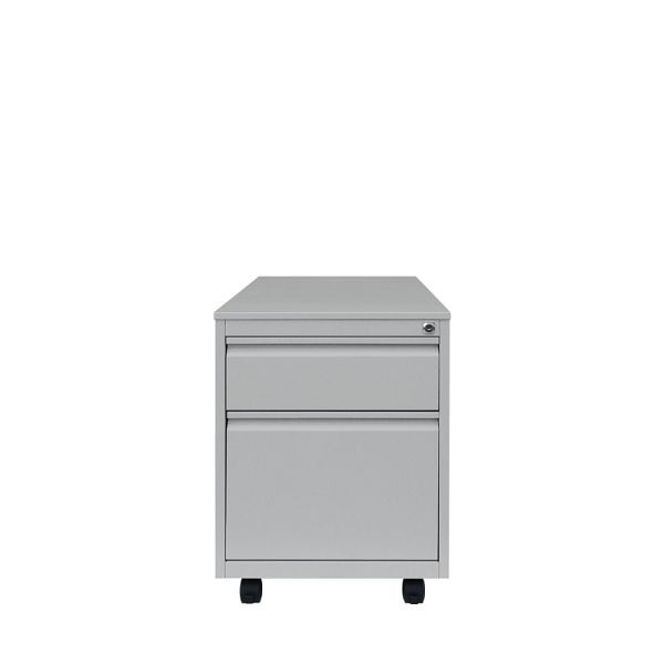 Lüllmann rolcontainer, greeplijst voorzijde, 2 laden, 610 x 460 x 590 mm, lichtgrijs, 505303