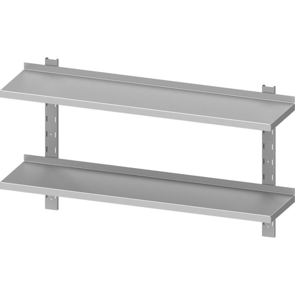 Stalgast dubbele wandplank ECO met beugels en wandrails 1000x300x660 mm in hoogte verstelbaar, zelf te monteren (AISI201), DWB10362