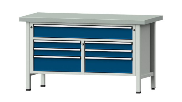 ANKE werkbanken kistwerkbank, model 258 V, 1500 x 700 x 850 mm, RAL 7035/5010, ZBP 50 mm, 304.142