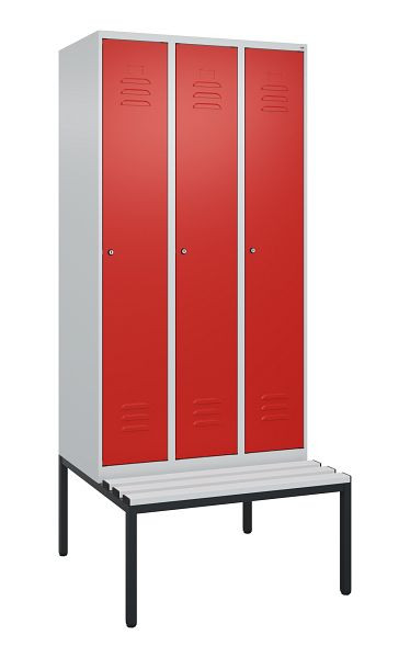 C+P luierkluis Classic PLUS met middenwand, 3 vakken, 2120x900x815mm, 7035/3020, cilindersloten, 0800507-30F S10017