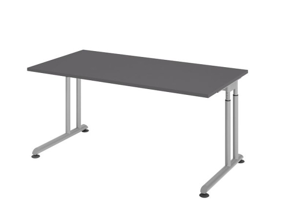 Hammerbacher bureau C-onderstel 160x80cm grafiet/zilver, VZS16/G/S