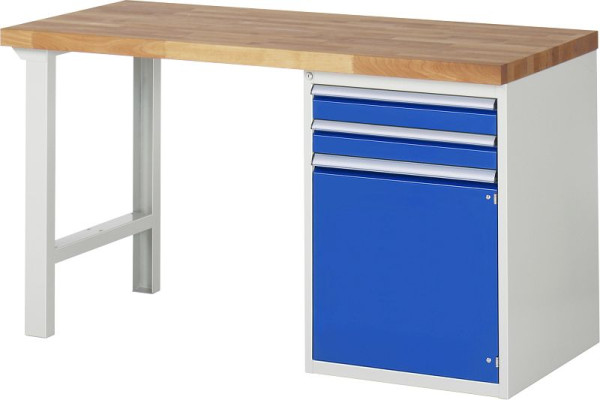 RAU werkbank serie 7000 - modulair ontwerp, onderbouw container (2x lade, 1x draaideur), 1500x840x700 mm, 03-7503A1-157B4S.11
