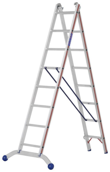 HYMER multifunctionele ladder, tweedelig, 2x8 sporten, lengte ingeschoven 2,39 m / uitgeschoven 4,07 m, 604516
