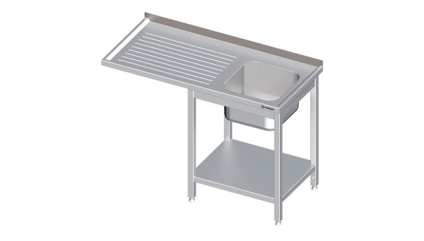 Stalgast Spültisch mit Grundboden, und Überstand, 1200x600x900 mm, mit einem Becken links, mit Aufkantung, verschweißt, VST12604LA