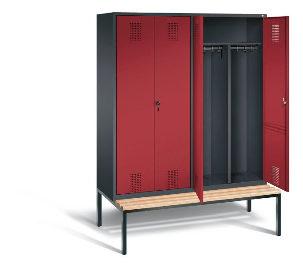 C+P zwart wit locker Evolo, H2090xW1590xD815mm, kleur: zwart-grijs/robijnrood, 48052-42 S10042