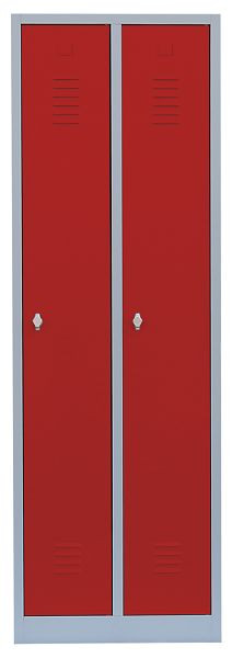 Lüllmann stalen kledingkast/garderobe, 1800 x 600 x 500 mm, lichtgrijs/vuurrood, 510124