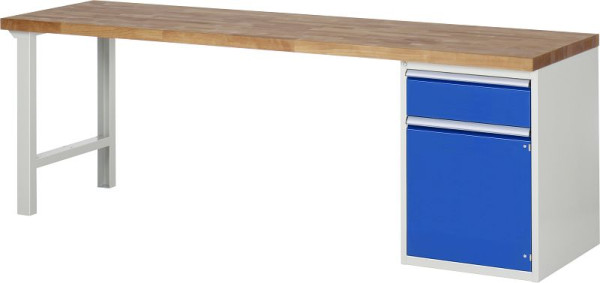 RAU werkbank serie 7000 - modulair ontwerp, onderbouw container (1x lade, 1x draaideur), 2500x840x700 mm, 03-7502A1-257B4S.11