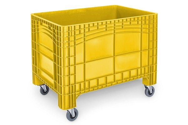 ALPHA NOAHBOX XL palletbox 1200x800x950 mm met 4 zwenkwielen Ø125mm geel, 2902-GE