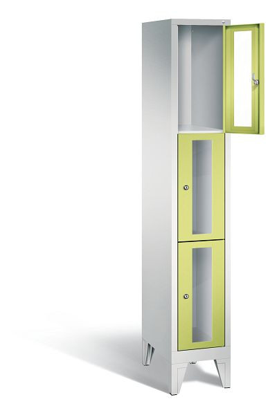 C+P lockerkast Classic, H1850xB320xD500mm, kleur: lichtgrijs / virid groen, 8010A103 S10007