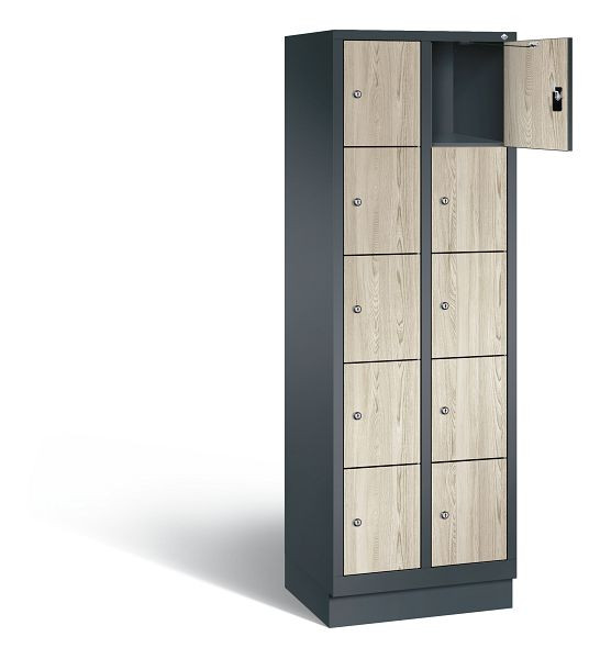 C+P lockerkast Evolo, H1800xB610xD500mm, kleur: antracietgrijs / Sen ash decor, 48020-205 S10251