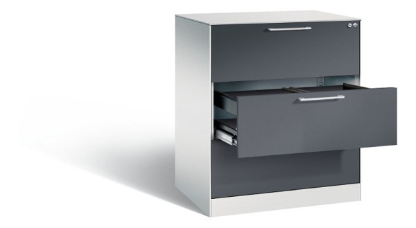 C+P hangarchiefkast Asisto, H1010xB800xD600mm, kleur: lichtgrijs/zwartgrijs, beugelgreep, 146243-312 S10146