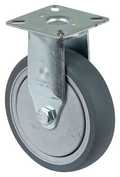 BS rollen apparatenrol, plaat, breedte 28 mm, Ø100 mm, 70 kg, grijs rubberen loopvlak, elektrisch geleidend, kogellager, VE 2 stuks, A310.A89.100