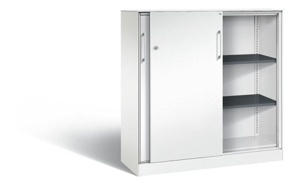 C+P schuifdeurkast Asisto, H1310xB1200xD435mm, kleur: verkeerswit, beugelgreep, 3 niveaus, 142031-000 S10116