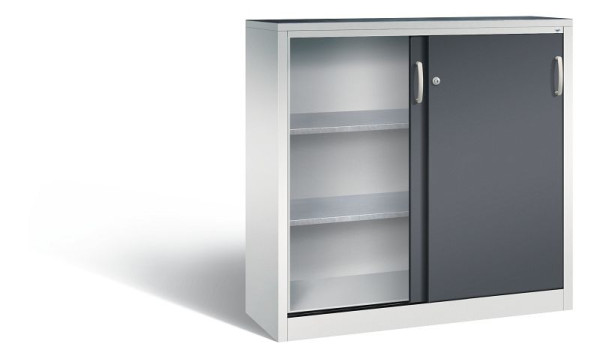 C+P schuifdeurkast Acurado, H1200xB1200xD400mm, kleur: lichtgrijs/zwartgrijs, beugelgreep, 2047-09 S10041