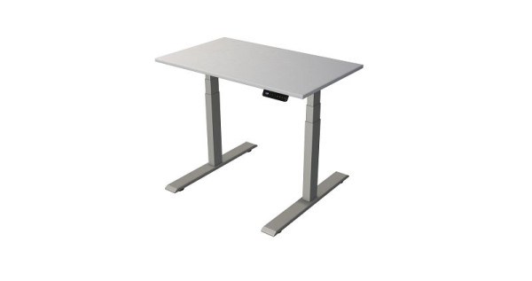 Kerkmann sta-/zittafel B 1000 x D 600 mm, zilver, elektrisch in hoogte verstelbaar van 630 - 1270 mm, lichtgrijs/zilver, 10275511