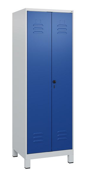 C+P Umkleidespind Classic PLUS, Doppel-Spind, Füße, 2 Abteile, 1800x600x500mm, 7035/5010, Drehriegel, 0800127-20P S10003