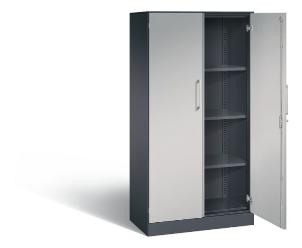 C+P vleugeldeurkast Asisto, H1635xB800xD435mm, kleur: zwart grijs/wit aluminium, beugelgreep, 4 niveaus, 141013-000 S10093