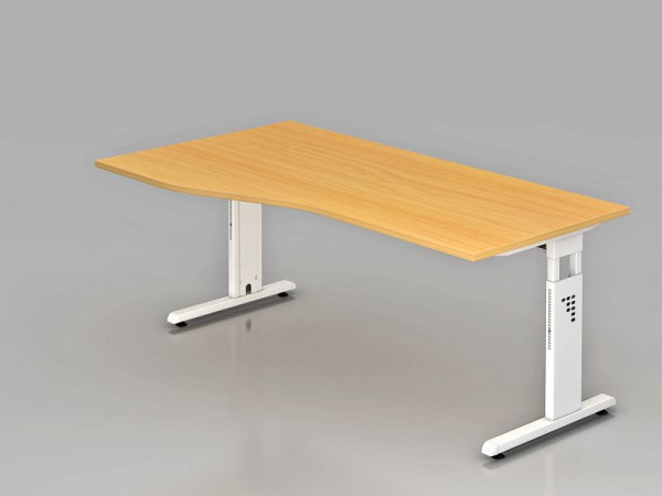 Hammerbacher bureau C-poot 180x100/80cm beuken/wit, werkhoogte 65-85 cm, VOS18/6/W