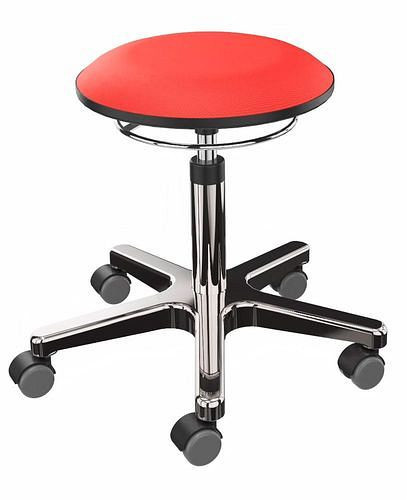 Dauphin werkkruk rood gestoffeerd, aluminium onderstel, 266966