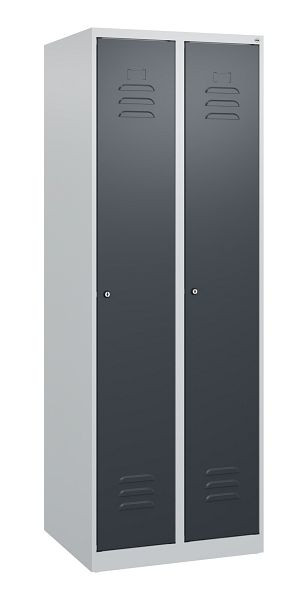 C+P luierkluis Classic PLUS met middenwand, 2 vakken, 1700x600x500mm, 7035/7016, cilindersloten, 0800007-20F S10020