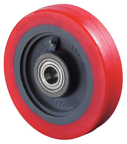 BS Rollen polyurethaan wiel, wielbreedte 50 mm, wiel-Ø 125 mm, draagvermogen 400 kg, gegoten polyurethaan loopvlak 78 Shore A, gegoten wiellichaam, kogellager, C11.125