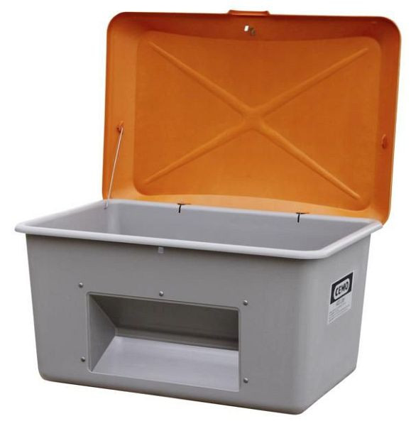 Cemo gritcontainer Plus 3 400 l, grijs/oranje, met uitnameopening, 10570