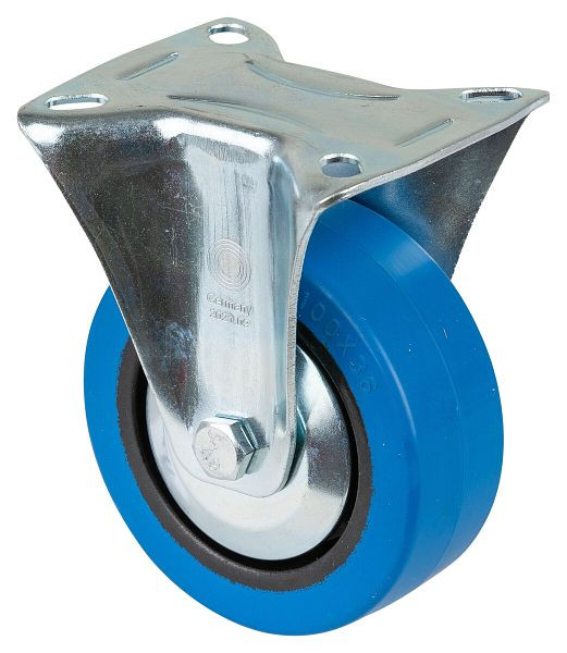 BS-rollen transportrol, wielbreedte 26 mm, wiel-Ø 100 mm, draagvermogen 140 kg, blauwe elastische banden, rollagers, verpakking van 2 stuks, L410.B61.101