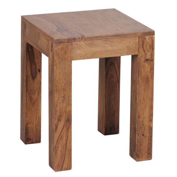 Wohnling bijzettafel MUMBAI massief sheeshamhout 35 x 35 cm, donkerbruin landhuisstijl ontwerp, WL1.588
