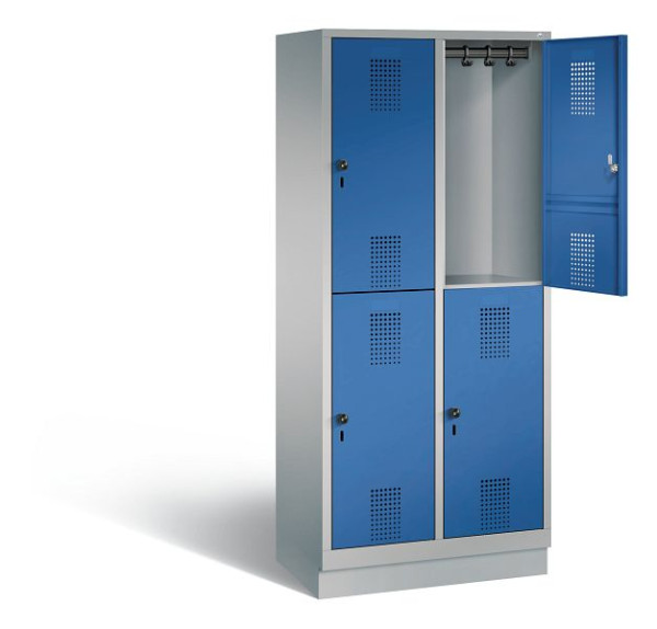 C+P locker dubbeldekker Evolo, H1800xW810xD500mm, kleur: wit aluminium / gentiaanblauw, 48320-22 S10424
