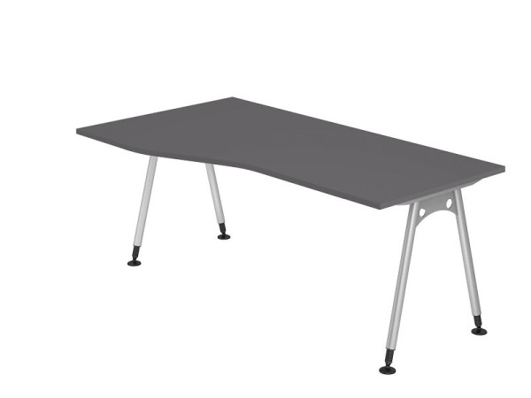 Hammerbacher bureau A-poot 180x100/80cm grafiet, vrije vorm, links of rechts te monteren, VAS18/G/S