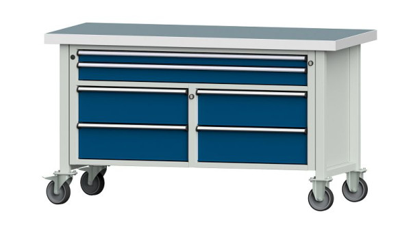ANKE werkbanken kistwerkbank, model 255 V, 1500 x 700 x 850 mm, RAL 7035/5010, UBP 50 mm, verrijdbaar, 304.170