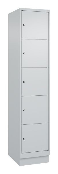 C+P lockerkast Classic PLUS, onderstel, 1950x400x500mm, 7035/7035, met 5 vakken, 080020-125 S10009