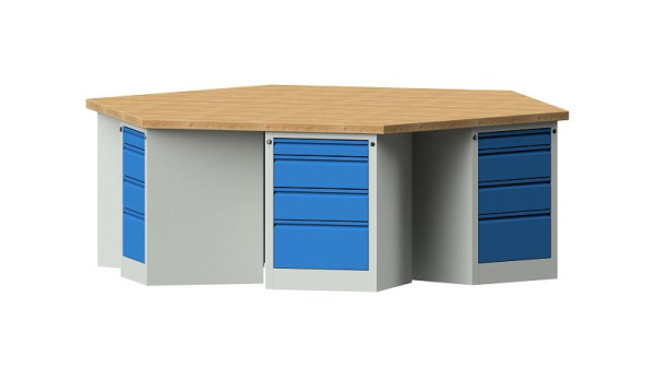 ANKE werkbanken Groepswerkbank, model 807 EG, 2700 x 2340 x 900 mm, RAL 7035/5012, BMP 50 mm, 520.309